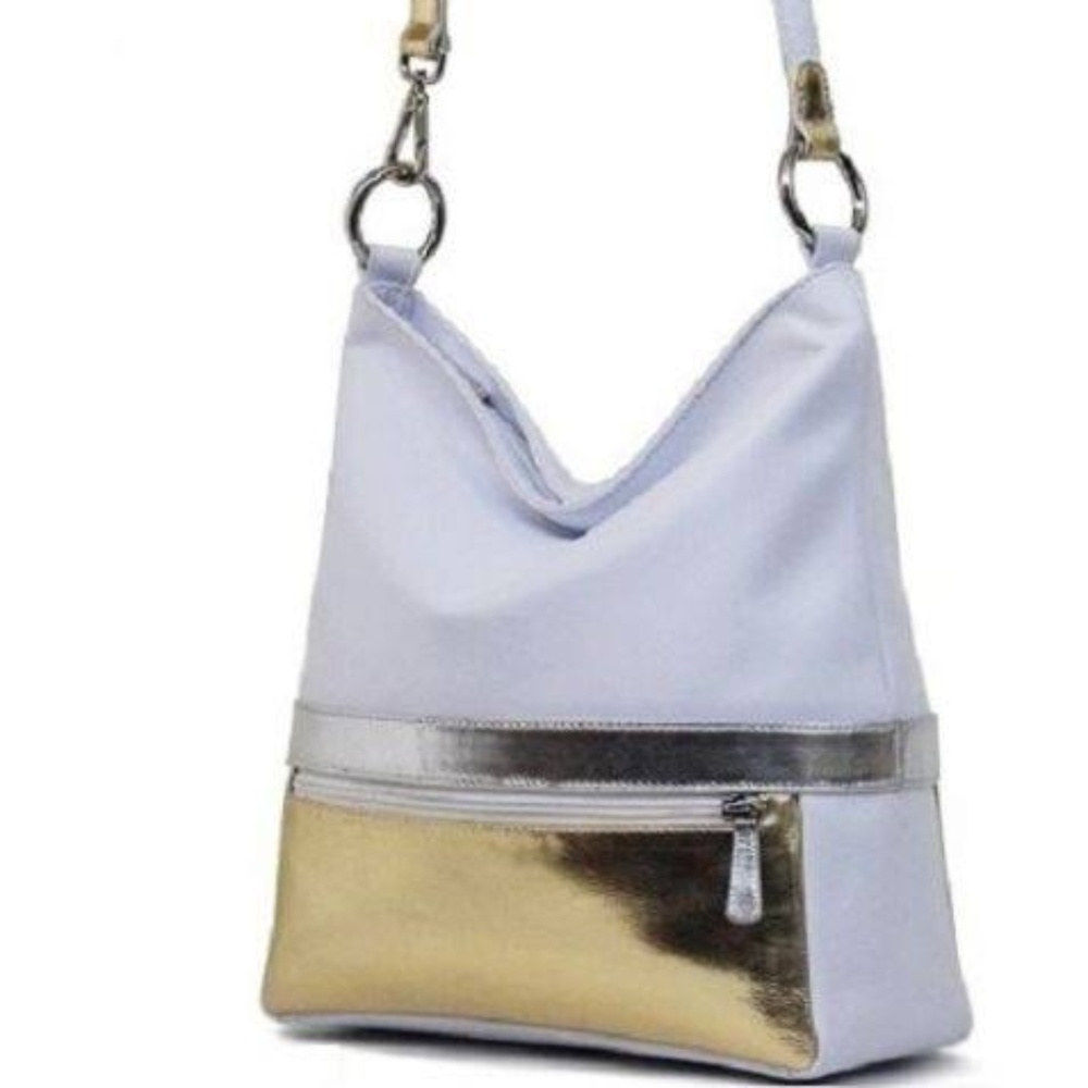 Genuine Cowhide White Leather Shoulder Bag
